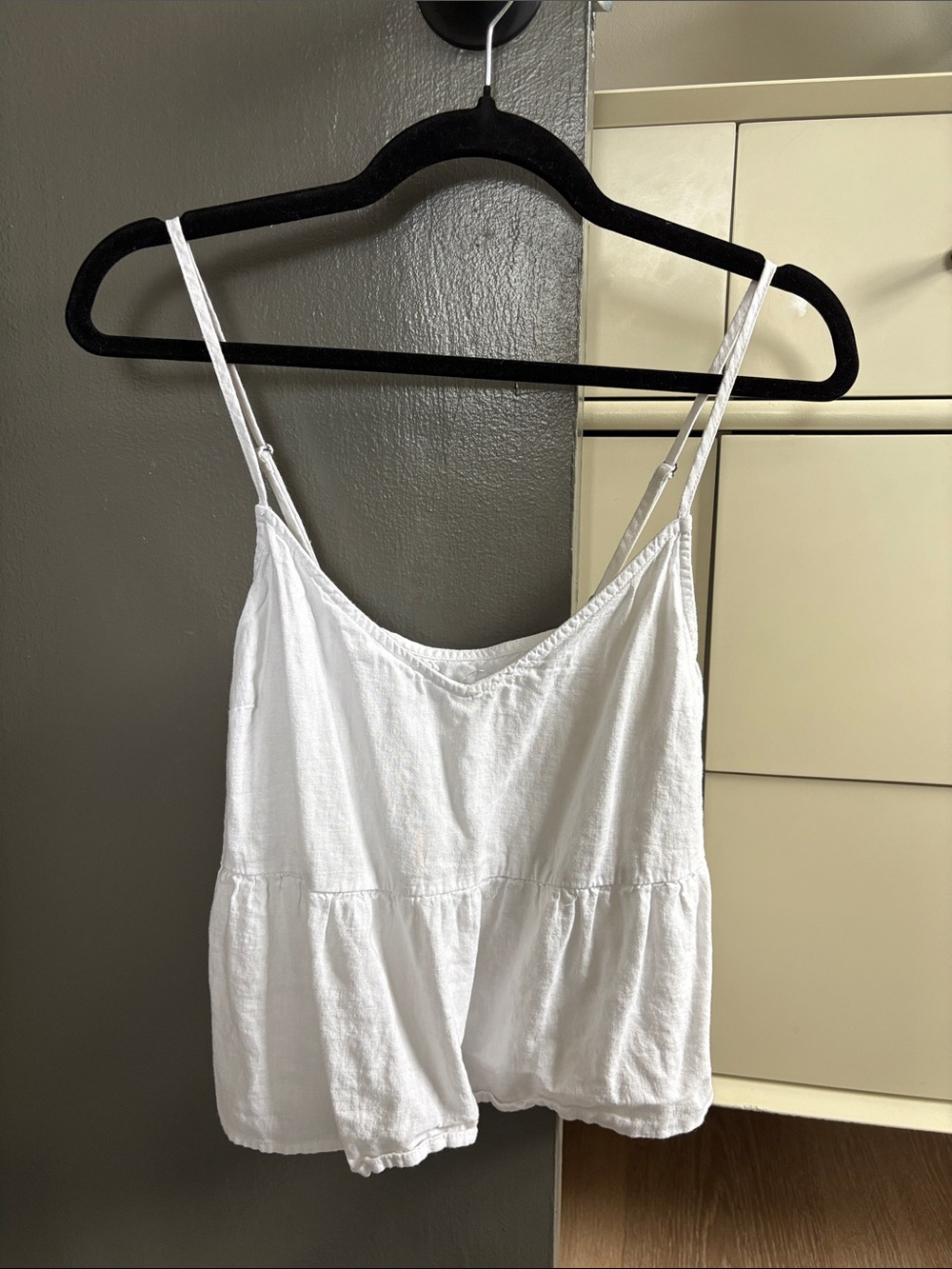 Abercrombie & Fitch White Spaghetti Strap Peplum Camisole